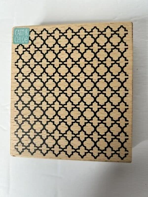 Hampton Art Wood  Rubber Stamp - Lattice Background - Image 1 of 4
