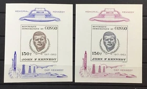 CONGO, DEMOCRATIC REPUBLIC #591-592. IMPERF MINIATURE SHEETS. JFK MEMORIAL. MNH - Picture 1 of 1