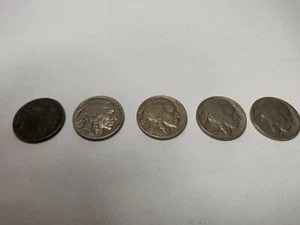 Vintage Buffalo Nickels Lot of 5 Assort Dates - Picture 1 of 12