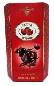 SOLIDARNOSC Złota Wiśnia GOLDEN CHERRY 190gm FRUIT COVERED IN CHOCOLATE LIQUOUR - Picture 1 of 12