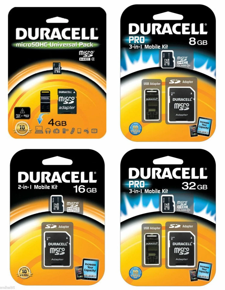 Carte Mémoire Micro SD DURACELL (16Go, 32Go) Sandisk, Dan-elec NOKIA, HTC GOPRO - Image 1 of 3
