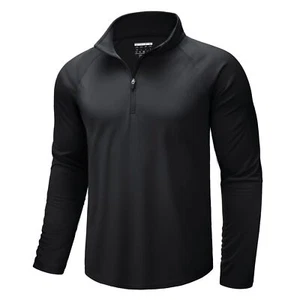 Men's Sun Protection T Shirt 1 4 Zip Long Sleeve Fishing Rash Guard Performan... - Picture 1 of 7