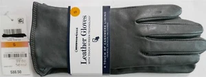 NWT Charter Club Leather Touch Gloves Wool+Cashmere Lining S Dark Pewter (Gray) - Picture 1 of 5