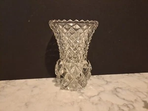 Vintage Cut Crystal Toothpick Holder Pineapple Pattern Sawtooth Rim 5 inch Tall - Picture 1 of 6