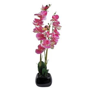 Planta Flor Orquídea Artificial 70cm Rosa Claro Negro Cerámica Maceta Realista - Imagen 1 de 4