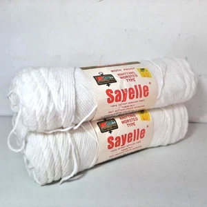 Vintage Sayelle Garn, 4 Stück, #7001 - weiß, 4-fädig, 4 Unzen, Stricken Kammgarn - Bild 1 von 7
