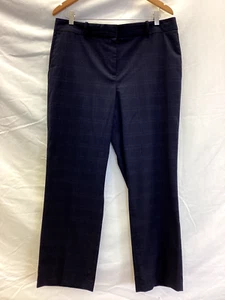 ANN TAYLOR Petite Light Plaid Dress Pants Navy Trouser 14P Stretchy - Picture 1 of 9