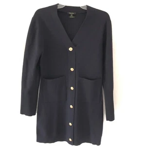 MASSIMO DUTTI Women’s Knit Sweater Dress Size S Navy Blue Cardigan Long Sleeve - Picture 1 of 10
