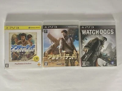 Lot3 PS3 Uncharted : 2 Among Thiever & 3 Drake's Deception & watch Dogs - Japan. - Image 1 of 4
