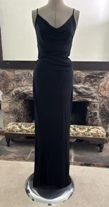 Vtg 90s DONNA KARAN Iconic Black Label Draped Gown Matte Jersey Made in USA Sz S - Picture 1 of 9