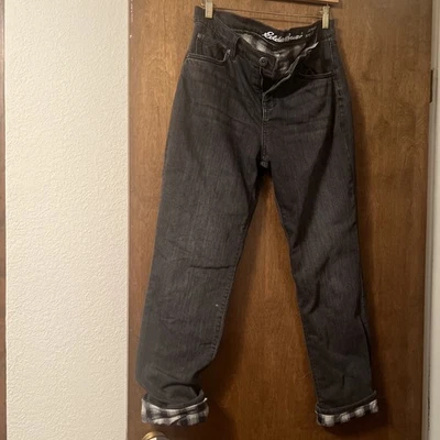 Eddie Bauer Womens Jeans  Petite Boyfriend Relaxed Leg Flannel Lined Denim - Image 1 of 2