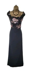 NEW EVENING MAXI DRESS by TRULY YOU UK 18 BLACK SEQUINS LINED ZIP BARDOT RRP £70 - Picture 1 of 12