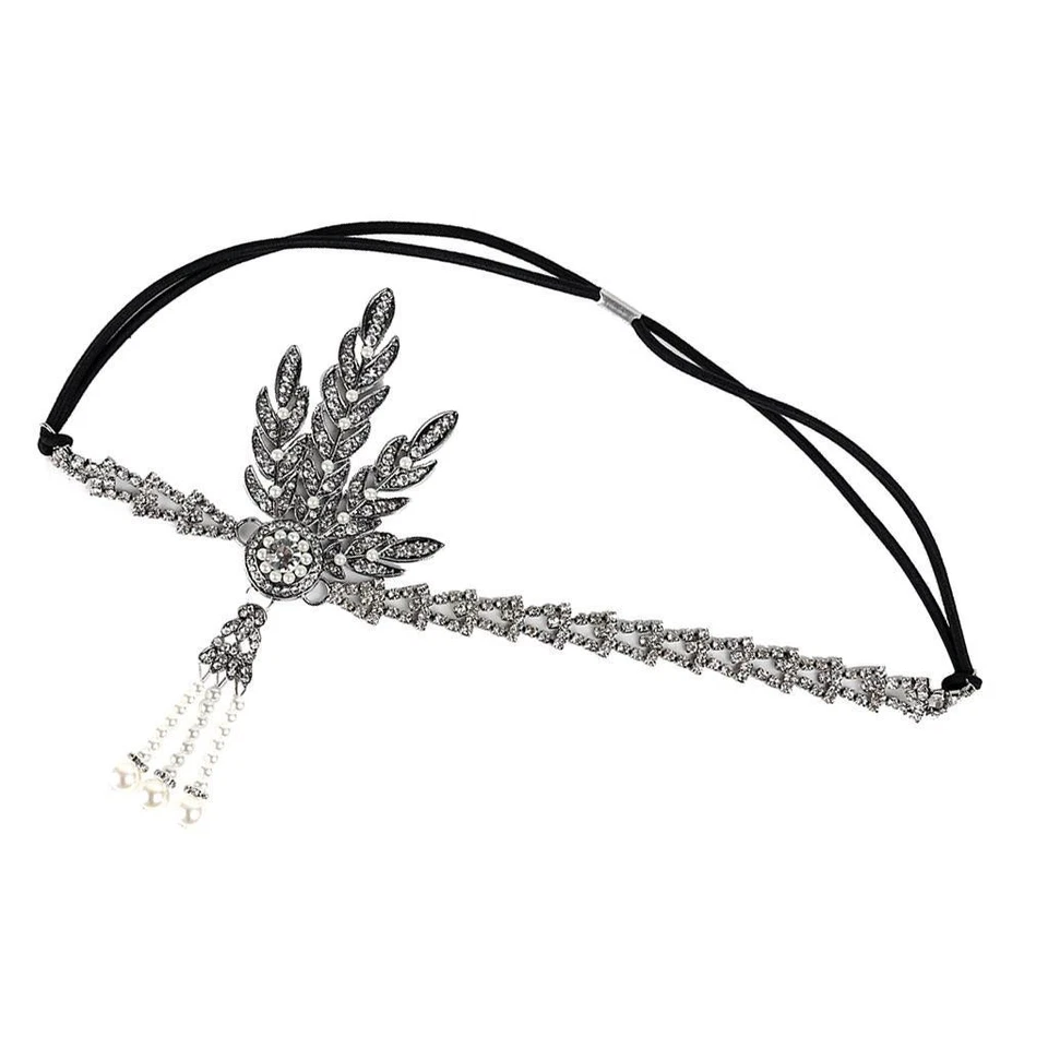 920s  Rhinestone Pearls Headband Charleston Party Costume Prop - Image 1 of 1
