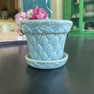 McCoy Vintage Art Pottery Pottery Planter - Pale Blue 4” X 3.5” - Picture 1 of 4