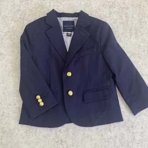 Janie and Jack Boy's 18-24m Navy Blue Gold Button Blazer Jacket 100% Wool Lined - Picture 1 of 7