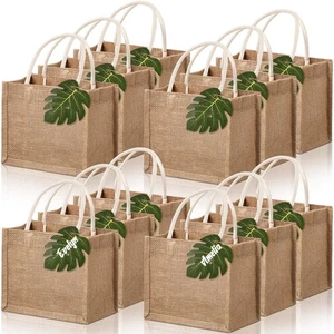 12 Pcs Burlap Jute Tote Bags Beach Bachelorette Gift Bag with Handles Tissue ... - Picture 1 of 6