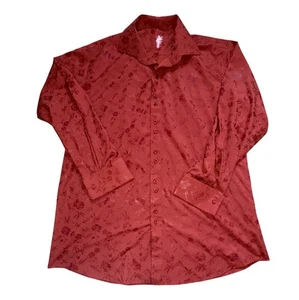 Stacy Adams & Co Mens Performance Tech Button Front Shirt-Rust-Size 17 34/35 - Picture 1 of 5