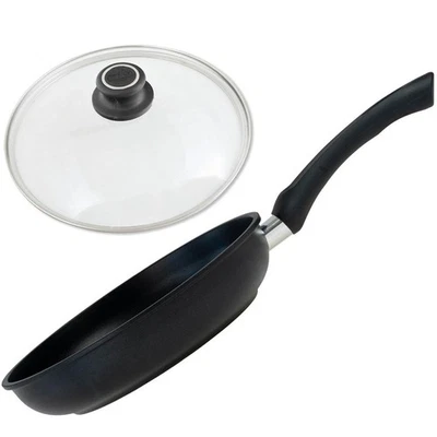 BAF Bratpfanne 24 cm flach Aluguss Antihaft beschichtet Flachpfanne & Glasdeckel - Bild 1 von 4