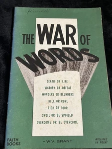 War Of Words by W. V. Grant Booklet, Faith Clinic Christian Tract Atom Bomb - Picture 1 of 8