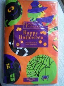 SCARY HALLOWEEN FLANNEL BACK VINYL TABLECLOTH 52X70" - Picture 1 of 1