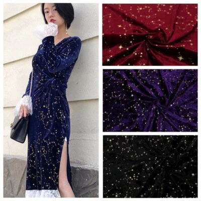 Shiny Star Velvet Fabric Material for Dress Cloth Craft Upholstery 145 100cm - Image 1 of 4