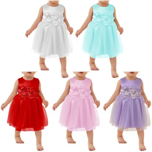 Infants Baby Birthday Sweet Party Christmas Dress Christening Flower Girl Tutu - Picture 1 of 72