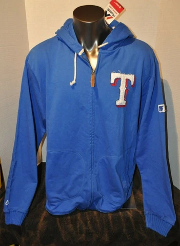 Texas Rangers Majestic Branded Distressed Team Logo Tri-Blend Full ZIP Hoodie Cover