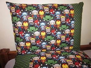 Avengers Kinder Muster 100% Neu Baumwolle Handarbeit Kissenbezug Ein Paar - Bild 1 von 3