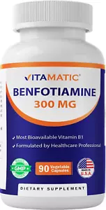 Vitamatic Benfotiamine 300 Mg 90 Vegetarian Capsules - Also Called Fat Soluble - Picture 1 of 12