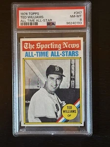 1976 Topps Ted Williams All Time All-Stars #347 Boston Red Sox PSA 8 NM-MT HOF - Foto 1 di 2