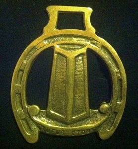Vintage RUFUS STONE IN HORSESHOE Horse Harness Brass from England WOW YOUR WALLS - Bild 1 von 4