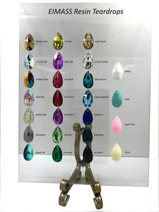 EIMASS® Sew or Glue on Resin Crystals, Flat Back Teardrop Shape Gems for Costume - Picture 1 of 27