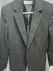 Tahari Blazer Women's Sz 10 Gray Black Pinstriped  - Picture 1 of 7