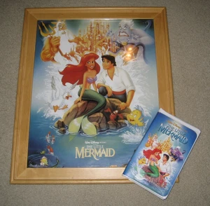 The Little Mermaid With Banned Cover Art (Disney VHS) & Framed Poster! **RARE** - Picture 1 of 2