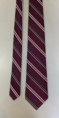 Corbata de seda Sulka de colección rojo borgoña con rayas azules, blancas, doradas 3,25 x 57" Foto 1 de 4