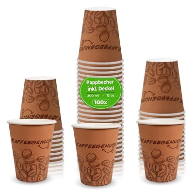 Kaffeebecher Pappbecher 0,2ml/0,3ml/0,4ml Coffee to Go Becher Ohne Deckel - Bild 1 von 4