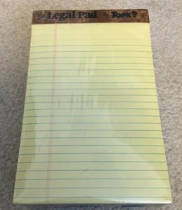 Perforated Junior Legal Rule Pads 5" x 8" Canary 50 Sheets 12 Pads Tops #7501 - Picture 1 of 7
