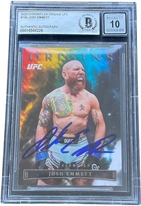 JOSH EMMETT SIGNED 2023 PANINI CHRONICLES ORGINS UFC CARD #134 BAS AUTO 10 - Picture 1 of 1