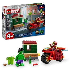 LEGO Marvel Iron Man with Bike and The Hulk Building Set, Easy Build Marvel Toy - Picture 1 of 6