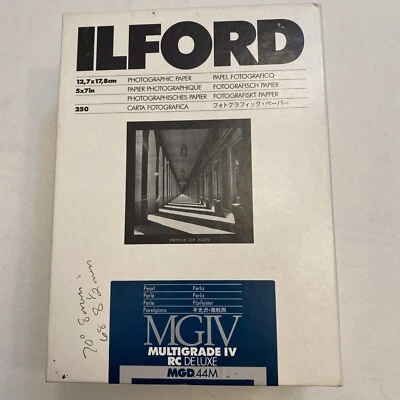 Papel fotográfico Ilford 250 unidades perla 5 X 7 multigrado IV MGD 44M RC de lujo Foto 1 de 4