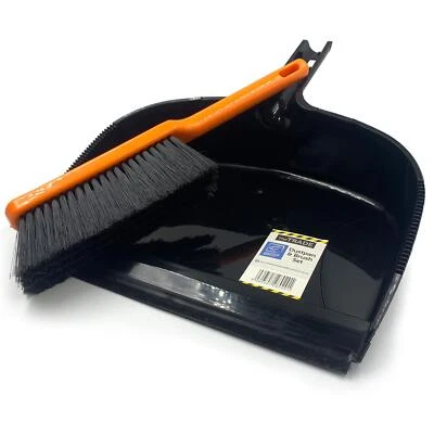 THE DUSTPAN AND BRUSH STORE Large Dustpan and Brush Set Garden Heavy Duty Wide Dust Pan Cleaning Sweeping