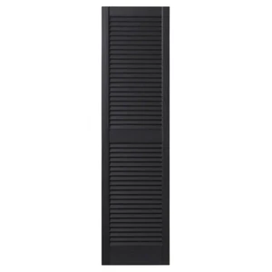 Ply Gem 12 In. X 55 In. Open Louvered Polypropylene Shutters Pair In Black - Picture 1 of 12