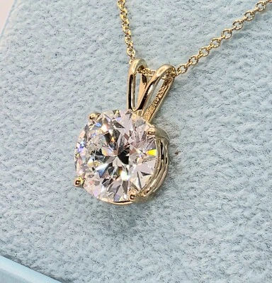 4.00 Ct E VS2 Lab Grown Diamond Solitaire Pendant 14k with Chain IGI Certified - Image 1 of 4