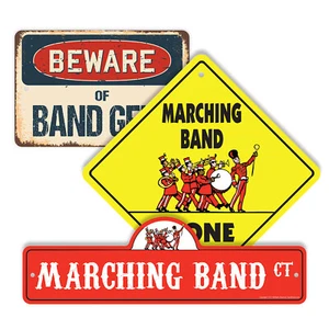 Marching Band (3 Pack) Plastic Street Sign Crossing Warning Vintage Rustic - Picture 1 of 12