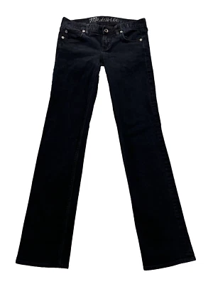 Pantalones de mezclilla para mujer Madewell 28x31 negros riel recto tiro bajo elástico boho Foto 1 de 4