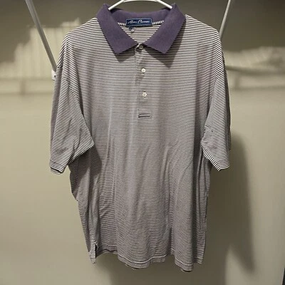 Alan Flusser Shirt Golf Polo Men's XL Purple Stripe Cotton Short Sleeve - Image 1 of 4
