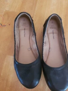 * Time & Tru Memory Foam Scrunch Ballet Flats Black Girls Size 7 - Picture 1 of 5