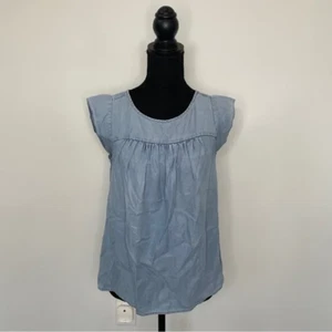 LOFT Light Blue Denim Chambray Short Sleeve Top - Picture 1 of 4