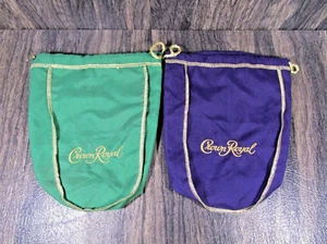 2 Crown Royal 750ml Drawstring Bags Green and Purple 9" Marbles Storage Bags - Picture 1 of 2