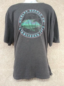 Hurley Supply Co T-Shirt 2XL Gray Graphic Logo Tee Surf Beach Casual (see photo) - Picture 1 of 12